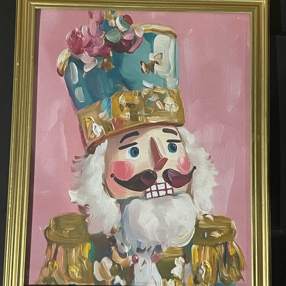 Colorful Nutcracker Art Print with Gold Frame